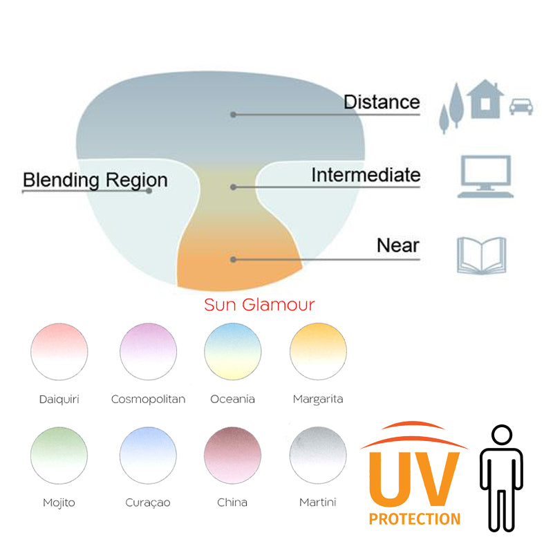 Progressive lenses with fashion colouring